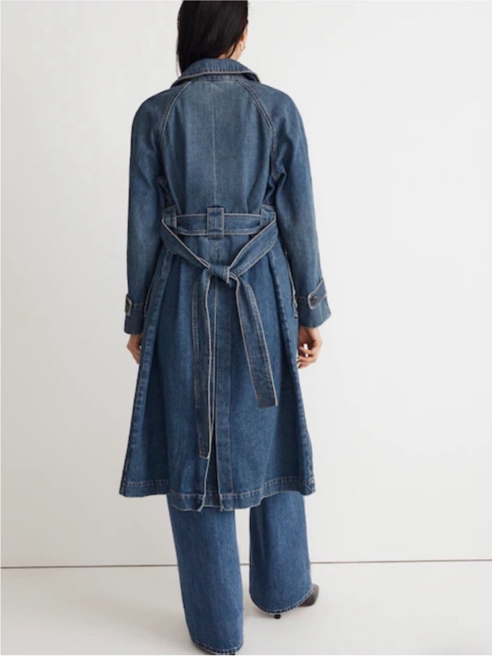 Madewell oversized denim trench coat in rensberry wash - Picture 3 of 5